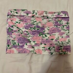 Wayf Floral Mini Skirt with Pink and Purple Blooms